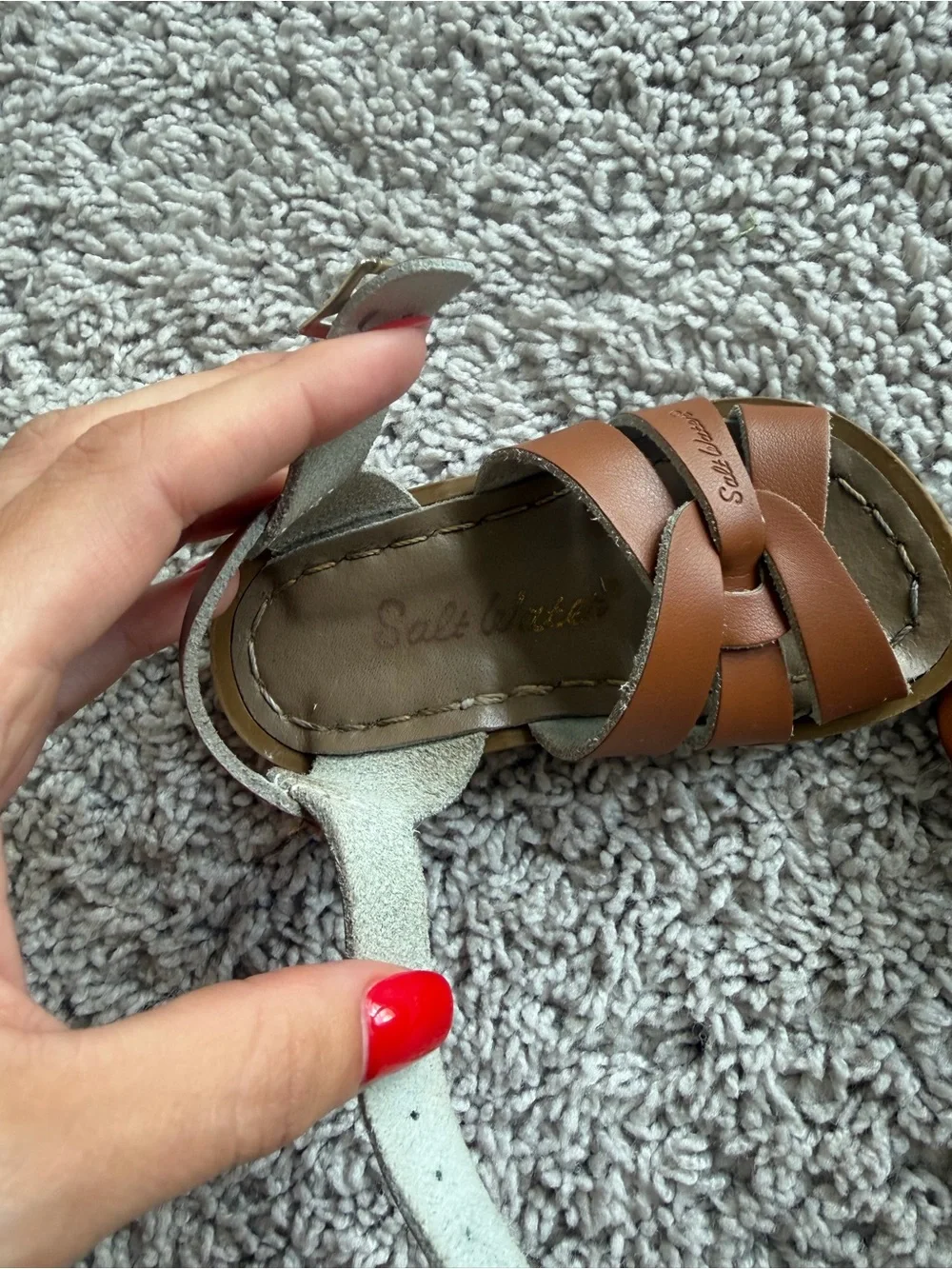 Salt Water Sandals by Hoy Tan Brown Strappy Kids Buckle Sandals